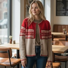 Vintage Wool Angora Fair Isle Cardigan L Nordic Scandi Cottagecore Cabincore