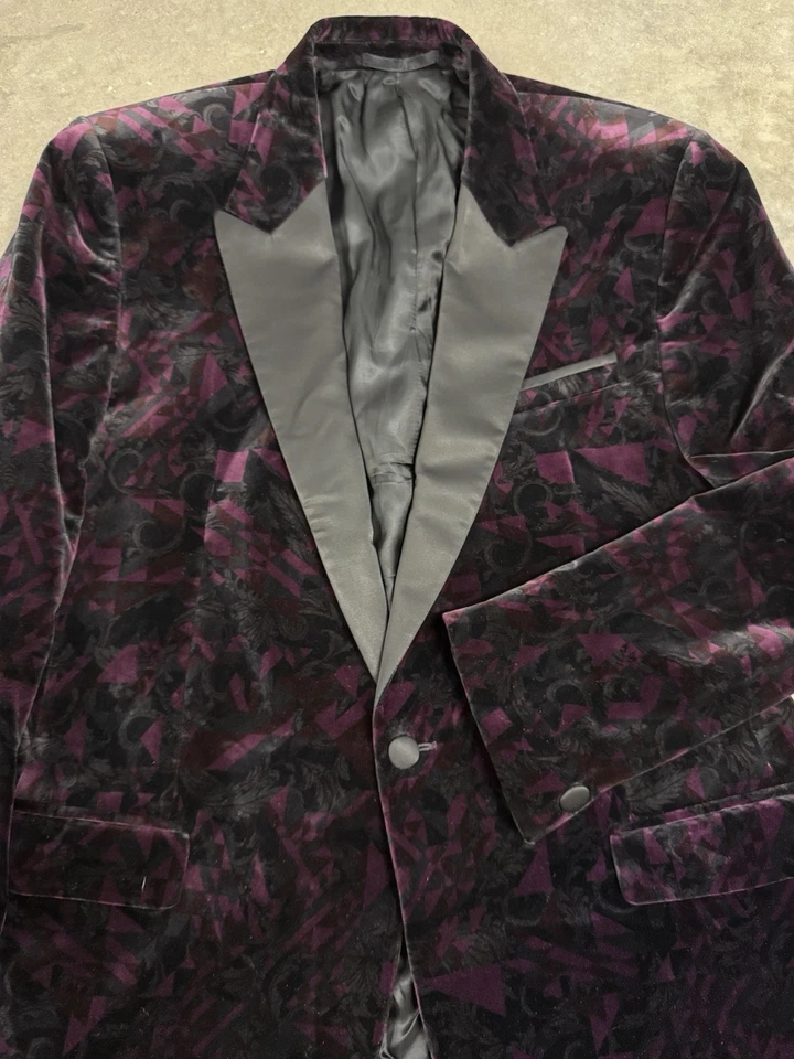 Versace Collection Tuxedo Smoking Dinner Jacket Floral Velvet Men’s 42 Blazer - Image 3 of 4