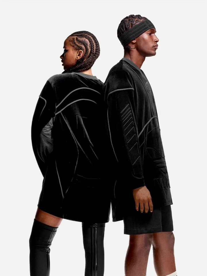 Camiseta Adidas Ivy Park Todo Género Triple Negra Terciopelo Larga Top Originales LIMITADA Foto 4 de 4