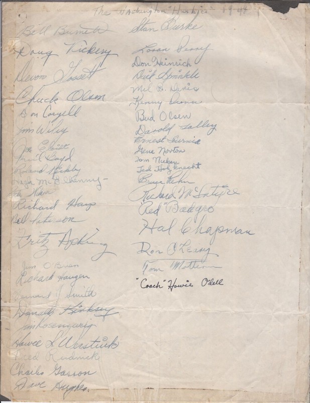 Washington Huskies Football 1949 Team Autographs