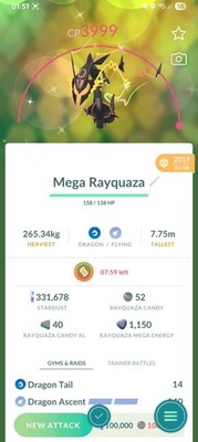 Rayquaza Shiny Pokemon Guaranteed Lucky 2019 With Dragon Ascent Registred /30Day