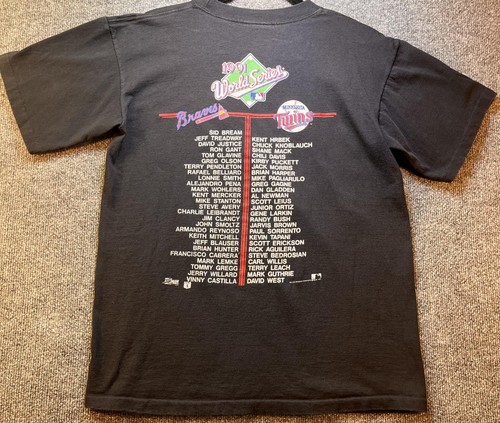 VTG Braves Twins World Series 1991 T-Shirt Mens M Single Stitch USA Made - Picture 3 of 10