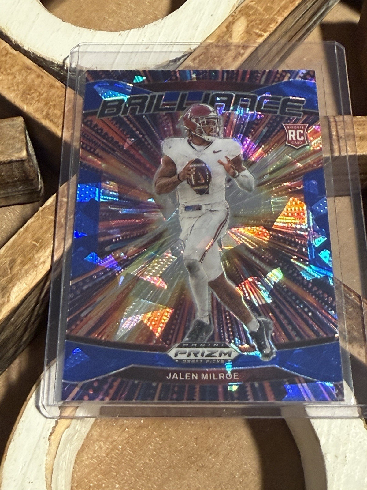 2025 Panini Prizm Draft Picks-Jalen Milroe Brilliance Blue Ice Prizm /149 Rookie