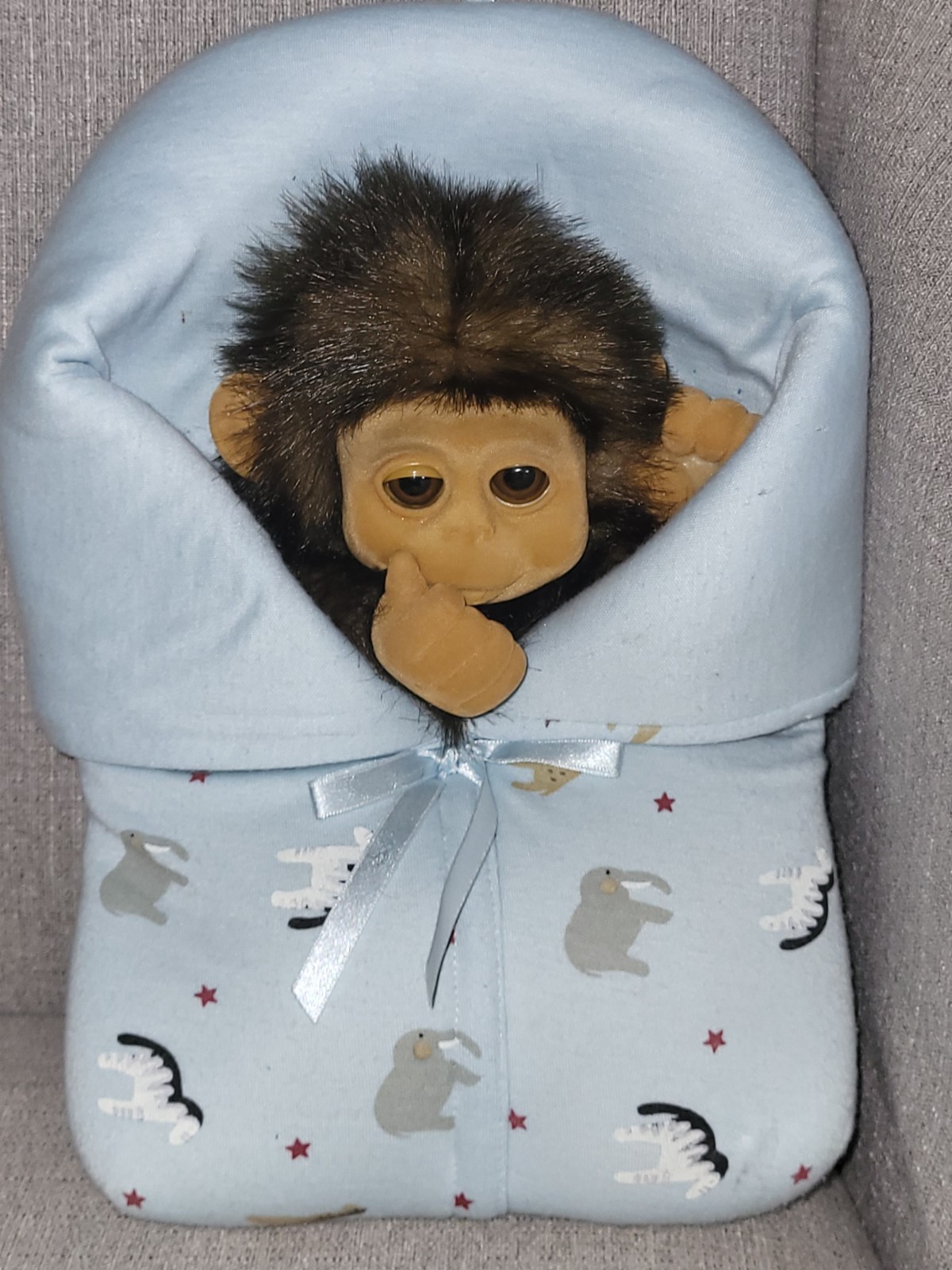 Rainforest Cafe 3 Hosung Monkey Hand Puppet Lot Safari Outfit Swaddle Baby Joey