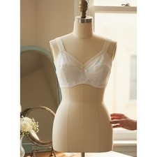 VINTAGE NEW 1960's Splendor Form Women's Bullet Bra White w/Center Flower 40B