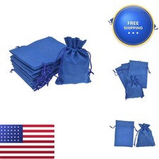 Bezall 50Pcs Burlap Gift Bags Drawstring Wedding Favor Jewelry Pouch Royal Blue