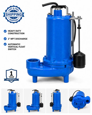 Submersible Sewage Pump - 105 GPM - 1/2 HP - 1 Phase - 115 Volt - Vertical Float