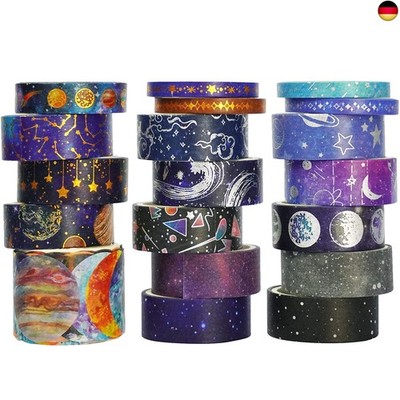 YUBX 19 Rollen Washi Tape Set,Sternenhimmel Masking Tape dekorative