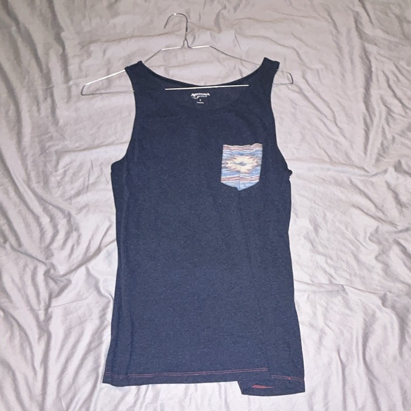 Arizona Jeans Co. Men's Blue Solid Crew Neck Sleeveless Pocket T-Shirt Size S