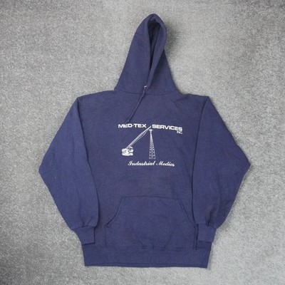 Vintage Industrial Medics Med-Tex Mens XL Blue Long Sleeve Drawstring Hoodie