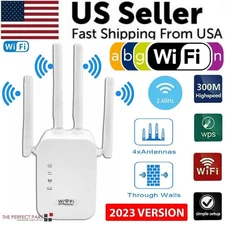 WiFi Extender Signal Booster 8500 SqFt 4 Antenna Whole Home Wall Penetrating