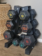 CORENGTH Hex Dumbbell Set – 7.5kg, 10kg, 12.5kg & 15kg + Stand