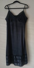 Vintage Sears Nightgown Womens 40 Black Nylon Lace Hem Chemise Slip 70s