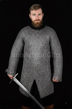 Medieval Chainmail Hauberk 8mm Riveted Steel Rings Handmade Knight Armor