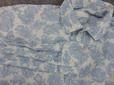 Zara Camicia Uomo Uomo Med Blu Bianco Paisley Lino Edizione Limitata Made in Spain