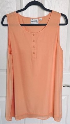 Linea By Louis Dell'Ollio Henley Tunic Tank L Cantaloupe New NT