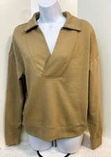 Banana Republic Tan LS Collared V-Neck Sweatshirt - Small