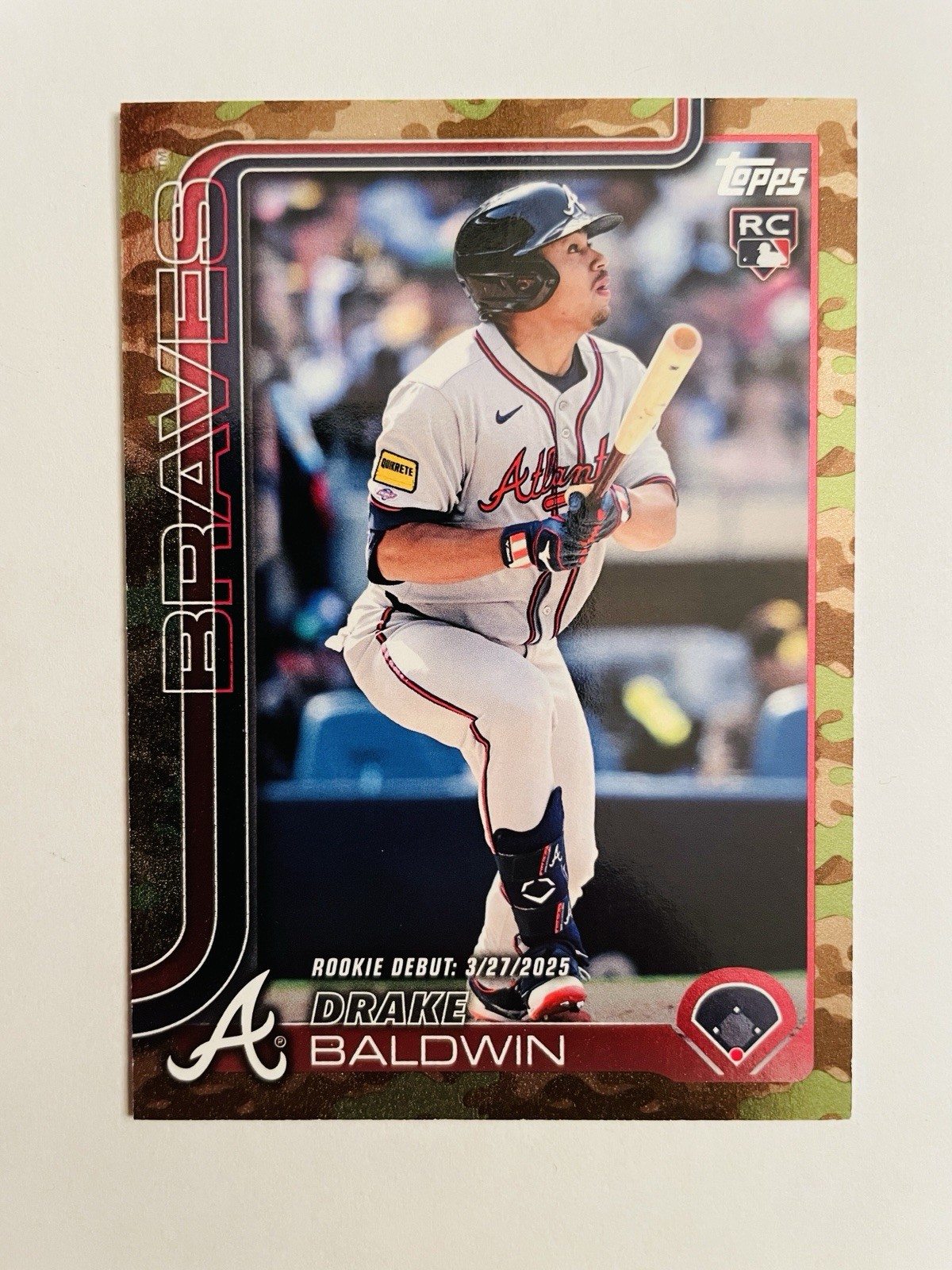 DRAKE BALDWIN - 2025 Topps Update Memorial Day Camo #US113 RC #’d 7/25 SP Braves