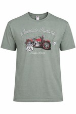Route 66 America  s Highway Motorcycle Graphic Tee Green Men  s L Cotton