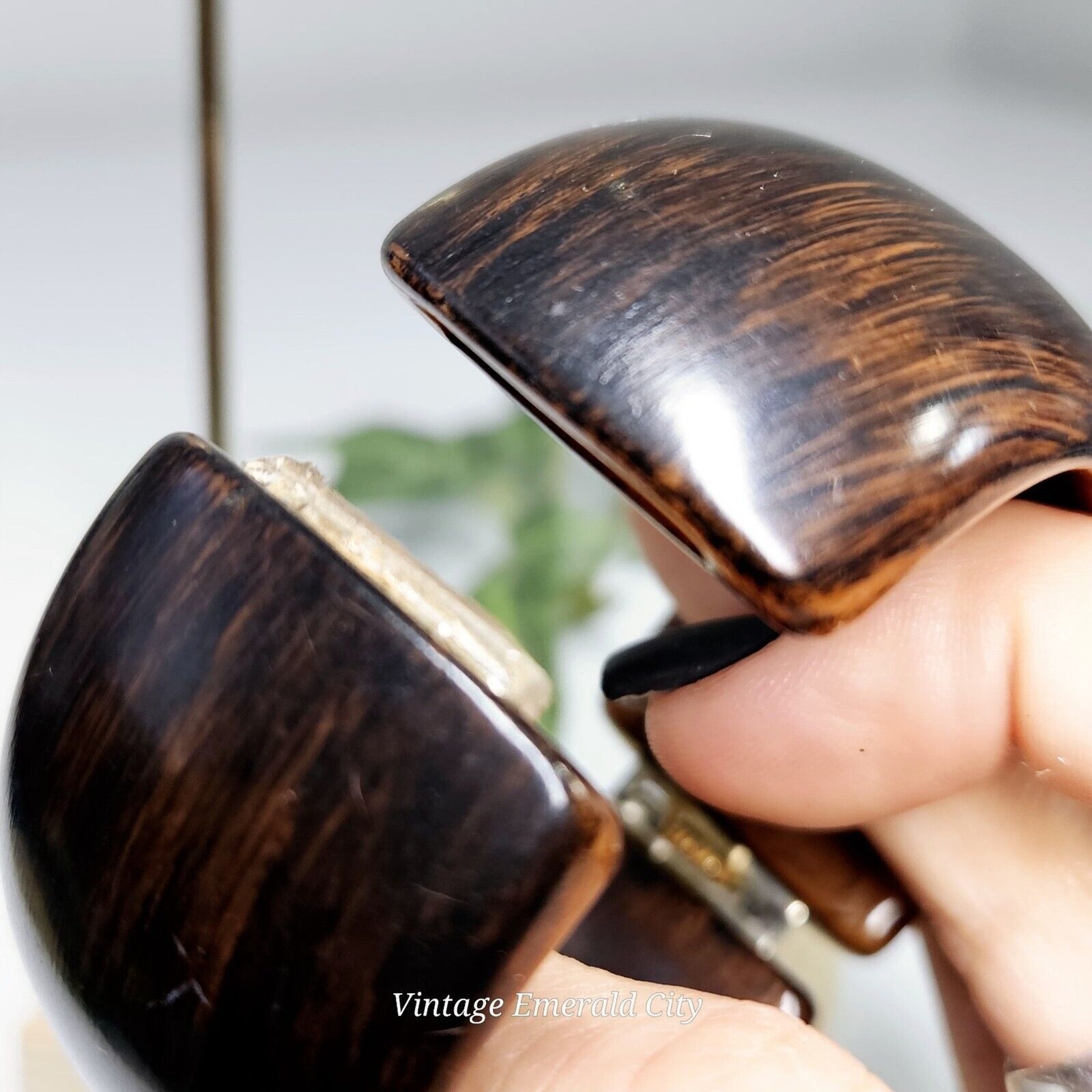 Rustic Radiance Hinged Cuff Bracelet Plastic Brow… - image 5