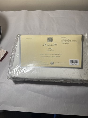 3 Piece King Duvet Cover Set 100% Cotton 300 Thread Count New Marsaille - Picture 4 of 8