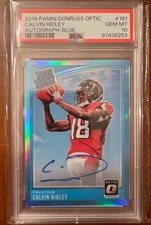 2018 Donruss Optic - #161 Calvin Ridley AUTO 70/75 BLUE PSA 10 POP 4