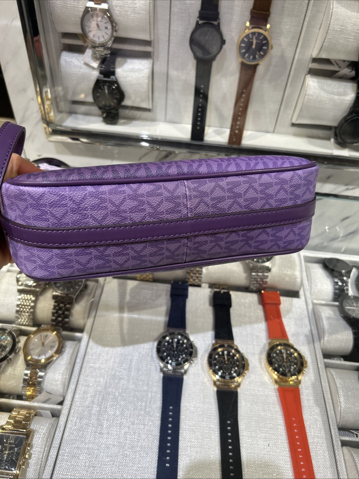 Michael Kors Large Women Pochette Ombré Logo Crossbody Bag Dark Purple + Wallet thumbnail 19