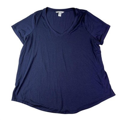 Athleta Shirt Womens 1X Blue Essential V Neck Short Sleeve Relaxed Fit Tee