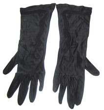 Vintage 50s Black Gloves Formal Evening Wear Below-Elbow Fashion Gloves Wm. 6
