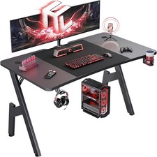 47/55 inch Ergonomic Gaming Desk with Headphone Hook  Cup Holder, Gaming Table