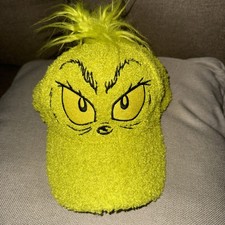 THE GRINCH FUZZY BASEBALL CAP EMBROIDERED FACE NWT