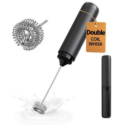Circle Joy Rechargeable Milk Frother Hanheld Dual Coil Whisk Head Electric