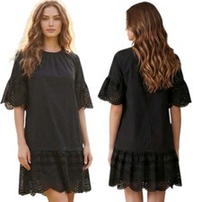 MADEWELL 100% Cotton Eyelet Drop Waist Mini Dress - Size S