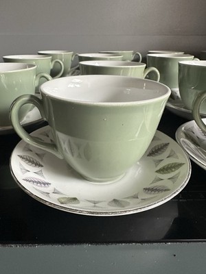 1 x Vintage Ridgway Fanfare Tasse und Untertasse in weißem Nebelmuster