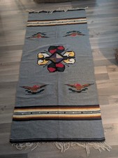 Vintage Native American Chimayo Wool Shawl Poncho Southwestern Thunderbird