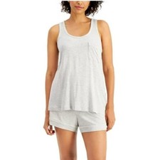 Alfani Gray Elastic Band Heather Sleeveless Scoop Neck Tank Sleepwear Size Large