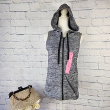 NWT Active Life Size Small Heather Black Sleeveless Hooded Zip Sweatshirt Vest