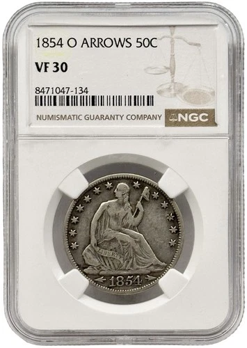 1854-O Seated Liberty Silver Half Dollar Arrows NGC VF30