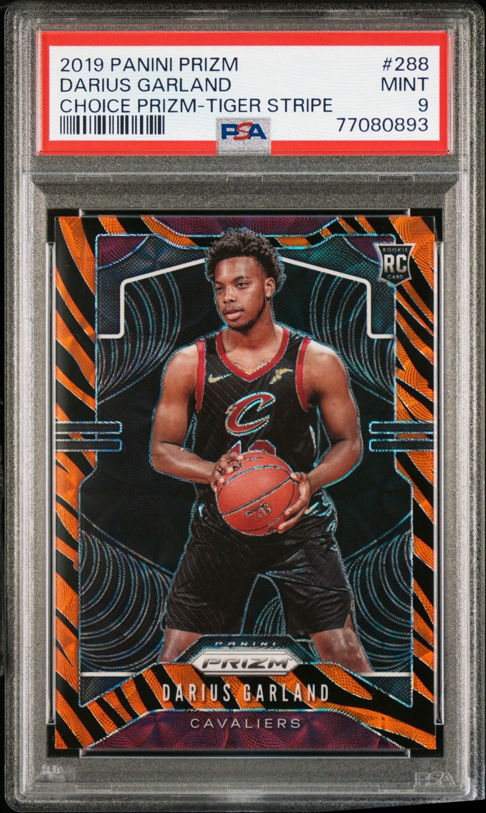 DARIUS GARLAND RC 2019-20 PANINI PRIZM TIGER STRIPE CHOICE ROOKIE SSP #288 PSA 9