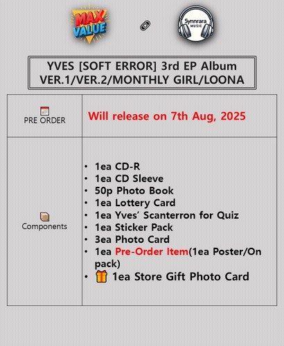 YVES SOFT ERROR 3rd EP Album /CD+Photo Book+Quiz+Sticker+4 Card+Poster(POB)+GIFT - Picture 2 of 15