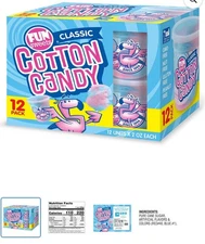 Fun Sweets Cotton Candy Classic Tubs 12 Count 1.5 Oz-GREAT FOR ANY PARTY!