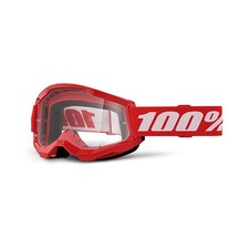 MASCHERINA OCCHIALI MASCHERA CROSS ENDURO 100% STRATA 2 NEON RED TRASPARENTI