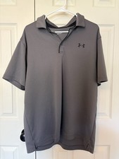 Under Armour Heat Gear Loose Coldblack Gray Short Sleeve Golf Polo Men s Size XL