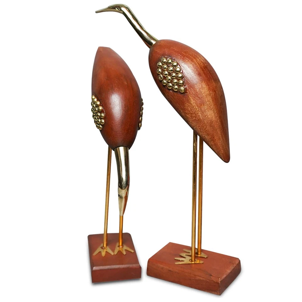 Madera Antigua Decorativa Saras Cisne Grulla Love Birds para Trabajar Madera y Latón Foto 3 de 4