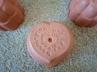 3 Vntg Bennington Terracotta: 1 Heart & 2 Flower Bread Pan Early Amrcn Stoneware — photo 9