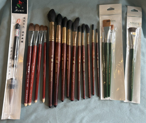 Lot of 18 Watercolor brushes: Princeton Neptune, XTD, Money