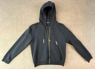 Louis Vuitton LV Embroidered Zip Hoodie Pearl Drawstrings Men's Size M Authentic