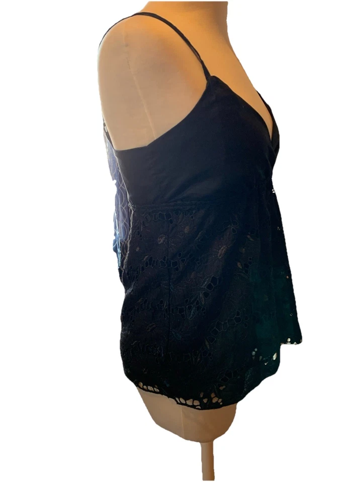 Y2K Babydoll Top Cami Camisole Black Lace Fairy Grunge Sz Small Old Navy *Note - Image 4 of 4