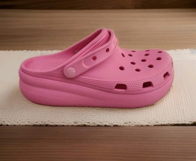 Crocs Kids' Cutie Crush Platform Clogs Shoes Taffy Pink Rose Girls Size J6 New