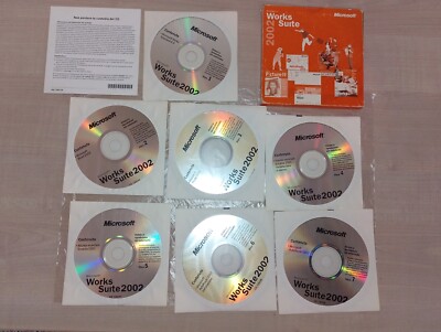new VINTAGE RETRO MICROSOFT WORKS SUITE 2002 PACK 7 CD-ROM MAI USATO, NUOVO